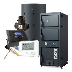 KAMEN PAKIET DRX 15/800 - KOCIOŁ ZGAZOWUJĄCY DREWNO DRX 15 KW + BUFOR ZB-800 L + STEROWNIKI + ZAWÓR TEMP. + MIARKOWNIK CIĄGU