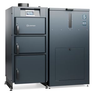 KAMEN PELLET KOMPAKT LUX KOCIOŁ PELLETOWY 12 KW - ZABUDOWANY ZASOBNIK PO PRAWEJ STRONIE, CZOPUCH DO GÓRY