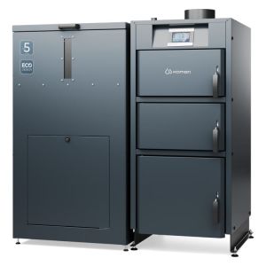 KAMEN PELLET KOMPAKT LUX KOCIOŁ PELLETOWY 20 KW - ZABUDOWANY ZASOBNIK PO LEWEJ STRONIE, CZOPUCH DO GÓRY 