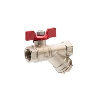 ARCO SENA ZAWÓR KULOWY Z FILTREM PN30 GW-GW Z GWINTEM POKRĘTŁO MOTYLKOWE CZERWONE 152503