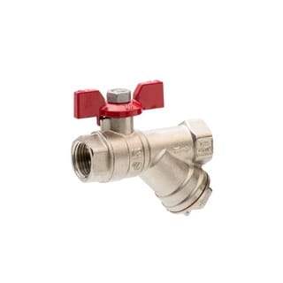 ARCO SENA ZAWÓR KULOWY Z FILTREM PN30 GW-GW Z GWINTEM POKRĘTŁO MOTYLKOWE CZERWONE 1GW - 1GW 152505