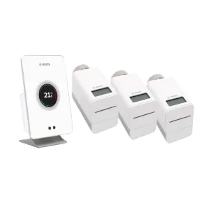 BOSCH ZESTAW REGULATORA EASYCONTROL CT200 BIAŁY Z TRZEMA ZDALNIE PROGRAMOWAMYMI GŁOWICAMI TERMOSTATYCZNYMI - 7736701393