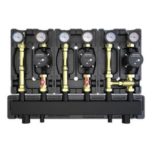 DEFRO DZGP-ECF-10 GOTOWY ZESTAW POMPOWY TRÓJOBIEGOWY Z ROZDZIELACZEM - 2X GRUPA BEZPOŚREDNIA, 1X GRUPA Z ZAWOREM TERMOSTATYCZNYM - POMPY DEFRO ECOFLOW ENERGY