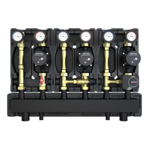 DEFRO DZGP-ECF-13 GOTOWY ZESTAW POMPOWY TRÓJOBIEGOWY Z ROZDZIELACZEM - 1X GR. BEZPOŚREDNIA, 1X GR. MIESZAJĄCA, 1X GR. Z ZAWOREM TERMOSTATYCZNYM - POMPY DEFRO ECOFLOW ENERGY