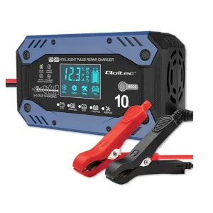 QOLTEC MIKROPROCESOROWA ŁADOWARKA PROSTOWNIK 12 - 24V 10A 52482 (do akumulatora STD; AGM; GEL; LiFePO4 z funkcją naprawy)
