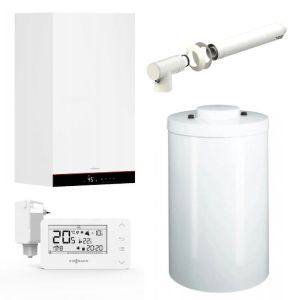 VIESSMANN PAKIET KOCIOŁ 1 FUN. VITODENS 050-W B0HA 19 KW + ZASOBNIK VITOCELL 200-V 140L INOX + TERMOSTAT BSOP + ZESTAW W ŚCIANĘ 60/100 Z028077