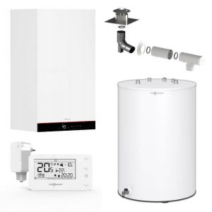 VIESSMANN PAKIET KOCIOŁ 1 FUN. VITODENS 050-W B0HA 25 KW + PODGRZEWACZ C.W.U. VITOCELL 100-W TYP CUGA 100L + TERMOSTAT BSOP + ZESTAW W SZACHT 60/100 Z028064