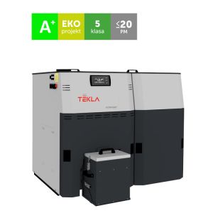 TEKLA KOMFORT KOCIOŁ PELLETOWY 5 KLASY Z AUTOMATYCZNYM ODPOPIELANIEM I CZYSZCZENIEM WYMIENNIKA 18 KW - ZASOBNIK PO PRAWEJ STRONIE