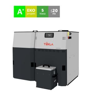 TEKLA KOMFORT KOCIOŁ PELLETOWY 5 KLASY Z AUTOMATYCZNYM ODPOPIELANIEM I CZYSZCZENIEM WYMIENNIKA 23 KW - ZASOBNIK PO LEWEJ STRONIE