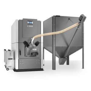 METAL-FACH GRAND PELLET KOCIOŁ PELLETOWY Z AUTOMATYCZNYM PODAJNIKIEM 150 KW - CZOPUCH DO TYŁU