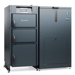 KAMEN PELLET KOMPAKT LUX KOCIOŁ PELLETOWY 12 KW - ZABUDOWANY ZASOBNIK PO PRAWEJ STRONIE, CZOPUCH DO TYŁU