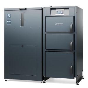 KAMEN PELLET KOMPAKT LUX KOCIOŁ PELLETOWY 12 KW - ZABUDOWANY ZASOBNIK PO LEWEJ STRONIE, CZOPUCH DO TYŁU