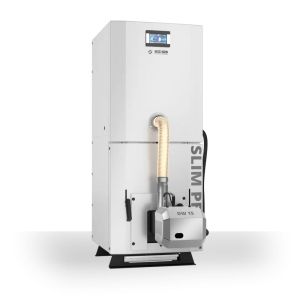 METAL-FACH SLIM PELLET KOMPAKTOWY KOCIOŁ PELLETOWY Z AUTOMATYCZNYM PODAJNIKIEM 10 KW - CZOPUCH DO TYŁU