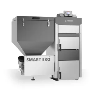 METAL-FACH SMART EKO KOCIOŁ NA WĘGIEL GROSZEK Z AUTOMATYCZNYM PODAJNIKIEM PO LEWEJ STRONIE 25 KW - CZOPUCH DO GÓRY LUB DO TYŁU