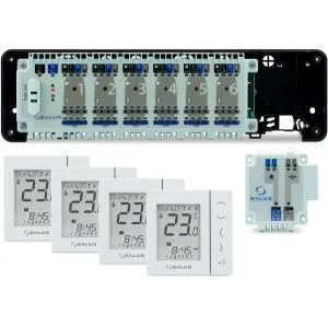 SALUS STARTPACK STANDARD ZESTAW PRZEWODOWEGO STEROWANIA OGRZEWANIEM PODŁOGOWYM (bez zarządzania przez Internet, listwa KL06-M, moduł PL07, 4 x VS30W)