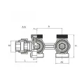 DIAMOND ZESPÓŁ PRZYŁĄCZENIOWY Z ZAWORAMI GRZEJNIKOWYMI KĄTOWY 1/2" x 3/4"