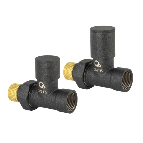 DIAMOND ZESTAW ZAWORÓW GRZEJNIKOWYCH  DN15 1/2, PROSTY, ANTRACYT