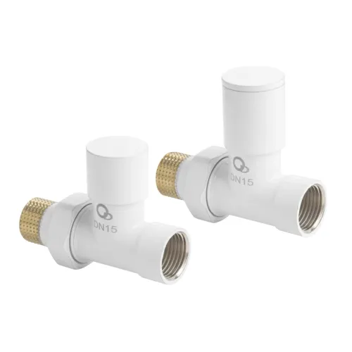 DIAMOND ZESTAW ZAWORÓW GRZEJNIKOWYCH DN15 1/2, PROSTY, BIAŁY