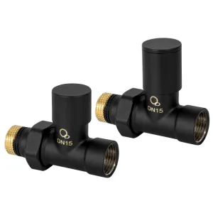 DIAMOND ZESTAW ZAWORÓW GRZEJNIKOWYCH DN15 1/2, PROSTY, CZARNY