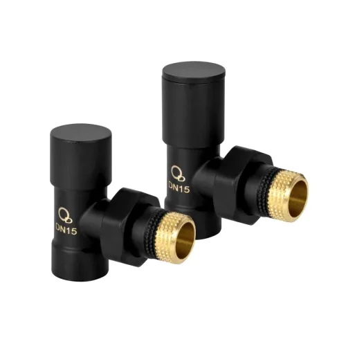 DIAMOND ZESTAW ZAWORÓW GRZEJNIKOWYCH DN15 1/2, KĄTOWY, CZARNY