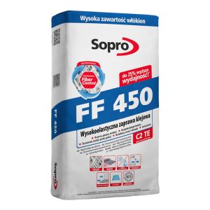 SOPRO FF 450 WYSOKOELASTYCZNA, CEMENTOWA ZAPRAWA KLEJOWA DO PŁYTEK CERAMICZNYCH 22,5 KG 7745323
