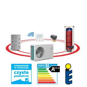 GALMET PRIMA  10GT SMART HOME SINUM 1FZ 10KW ZESTAW 4W1 SG-000077S.1 (monoblok; zas. C.W.U 200L;  bufor 200L; zawór 3dr;  grzałka 2kW;  TECH SINUM) 