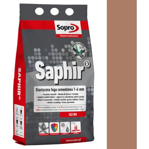 SOPRO SAPHIR CEMENTOWA, ELASTYCZNA FUGA PERŁOWA DO SPOIN 1 - 6 MM 2 KG - KOLOR BRĄZ 52