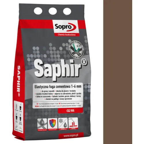 SOPRO SAPHIR CEMENTOWA, ELASTYCZNA FUGA PERŁOWA DO SPOIN 1 - 6 MM 2 KG - KOLOR BRĄZ BALI 59