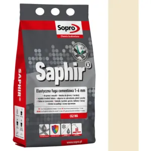 SOPRO SAPHIR CEMENTOWA, ELASTYCZNA FUGA PERŁOWA DO SPOIN 1 - 6 MM 2 KG - KOLOR JASNY BEŻ 29