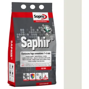 SOPRO SAPHIR CEMENTOWA, ELASTYCZNA FUGA PERŁOWA DO SPOIN 1 - 6 MM 2 KG - KOLOR JASNY SZARY 16