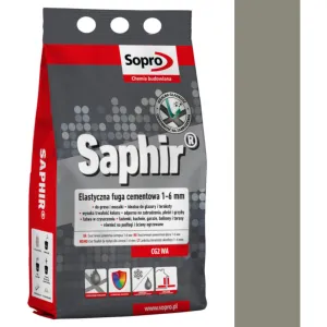 SOPRO SAPHIR CEMENTOWA, ELASTYCZNA FUGA PERŁOWA DO SPOIN 1 - 6 MM 2 KG - KOLOR KAMIENNY SZARY 22