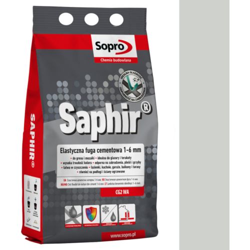SOPRO SAPHIR CEMENTOWA, ELASTYCZNA FUGA PERŁOWA DO SPOIN 1 - 6 MM 2 KG - KOLOR MANHATTAN 77