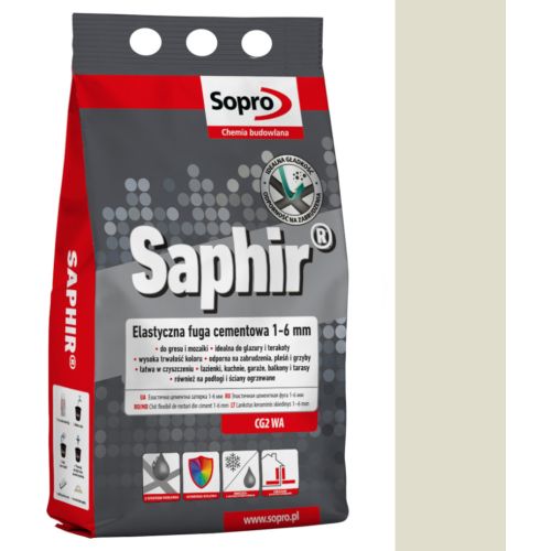 SOPRO SAPHIR CEMENTOWA, ELASTYCZNA FUGA PERŁOWA DO SPOIN 1 - 6 MM 2 KG - KOLOR SREBRNY SZARY 17