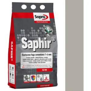 SOPRO SAPHIR CEMENTOWA, ELASTYCZNA FUGA PERŁOWA DO SPOIN 1 - 6 MM 2 KG - KOLOR SZARY 15