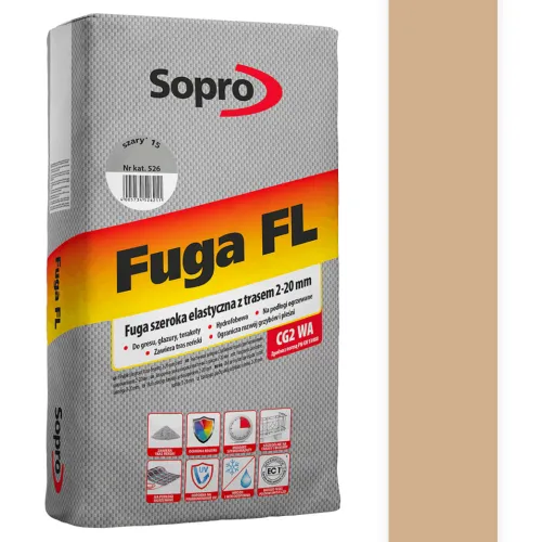 SOPRO FL - SZEROKA FUGA ELASTYCZNA Z TRASEM 2 - 20 MM 25 KG - KOLOR BEŻ JURA 33