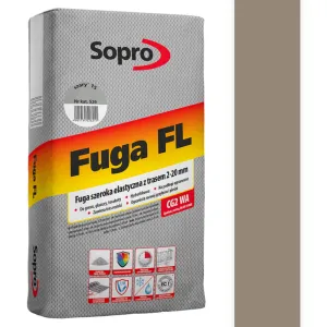 SOPRO FL - SZEROKA FUGA ELASTYCZNA Z TRASEM 2 - 20 MM 25 KG - KOLOR PIASKOWY SZARY 18