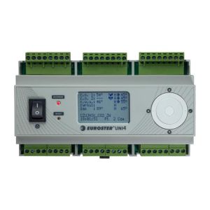 EUROSTER UNI4 - STEROWNIK POGODOWY INSTALACJI GRZEWCZYCH (2 OBIEGI C.O., OBIEG ŁADOWANIA ZASOBNIKA C.W.U., OBIEG CYRKULACJI C.W.U., WSPÓŁPRACA Z 2 ŹRÓDŁAMI CIEPŁA I BUFOREM)