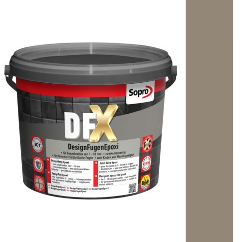 SOPRO DFX DESIGN FUGA EPOKSYDOWA DO MOZAIKI SZKLANEJ, CERAMICZNEJ 1 - 10 MM 3 KG KOLOR PIASKOWY SZARY 18