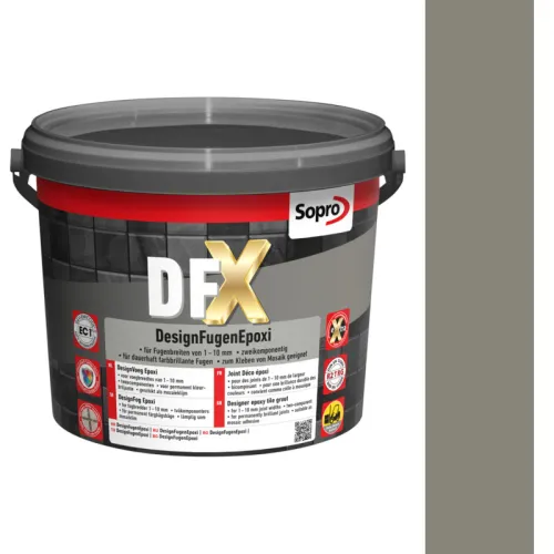 SOPRO DFX DESIGN FUGA EPOKSYDOWA DO MOZAIKI SZKLANEJ, CERAMICZNEJ 1 - 10 MM 3 KG KOLOR BETONOWY SZARY 14