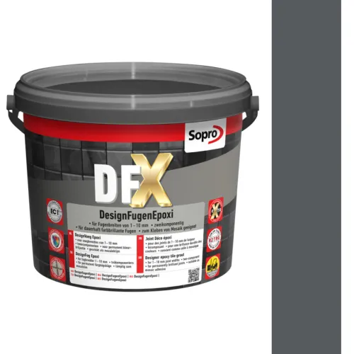 SOPRO DFX DESIGN FUGA EPOKSYDOWA DO MOZAIKI SZKLANEJ, CERAMICZNEJ 1 - 10 MM 3 KG KOLOR ANTRACYT 66
