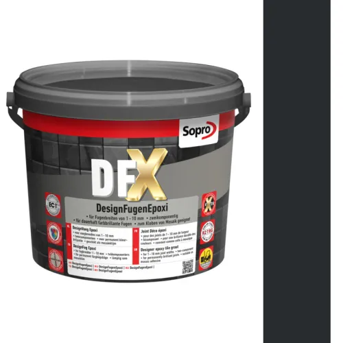SOPRO DFX DESIGN FUGA EPOKSYDOWA DO MOZAIKI SZKLANEJ, CERAMICZNEJ 1 - 10 MM 3 KG KOLOR CZARNY 90