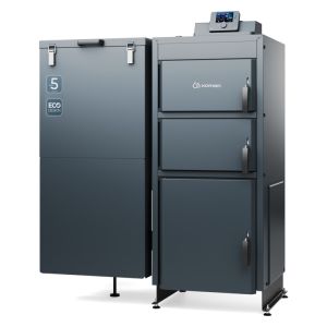 KAMEN MULTI K5 AUTOMATYCZNY KOCIOŁ NA WĘGIEL GROSZEK 48 KW - ZASOBNIK PO LEWEJ STRONIE, CZOPUCH DO GÓRY