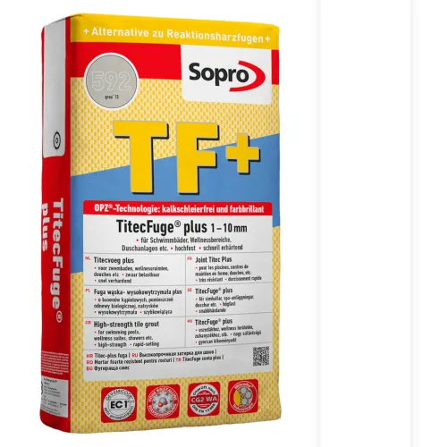 SOPRO TF+ WYSOKOWYTRZYMAŁA FUGA CEMENTOWA 1- 10 MM 15 KG KOLOR BIAŁY 10