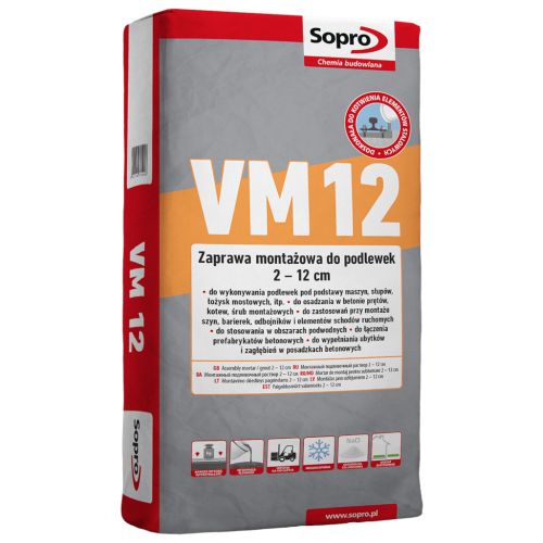 SOPRO VM 12 - ZAPRAWA MONTAŻOWA DO PODLEWEK 2-12 CM 25 KG