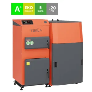 TEKLA DRACO BIO - KOCIOŁ PELLETOWY 12 KW ZK DO MNIEJSZYCH KOTŁOWNI, ZASOBNIK PO PRAWEJ STRONIE