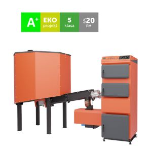 TEKLA DRACO ECO - KOCIOŁ PELLETOWY 25 KW Z ZASOBNIKIEM WOLNOSTOJĄCYM 1000 L