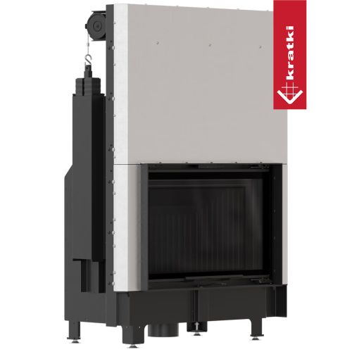 KRATKI POWIETRZNY WKŁAD KOMINKOWY ZIBI ECO GILOTYNA, CZARNE WYŁOŻENIE FI 180 9,9 KW