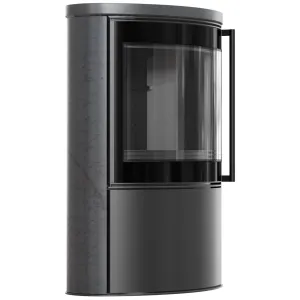 KRATKI PRO PIEC STALOWY BJORN Z OZDOBNĄ CERAMIKĄ AKUMULACYJNĄ KOLOR GRAFITE SATIN, POKRYWA CERAMICZNA, CZARNY TERMOTEC FI 150 7 KW