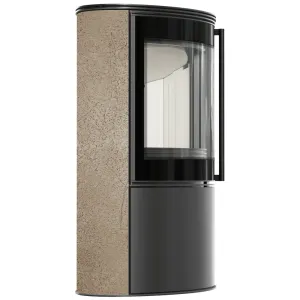KRATKI PRO PIEC STALOWY BJORN Z OZDOBNĄ CERAMIKĄ AKUMULACYJNĄ KOLOR GOLD SATIN, POKRYWA STALOWA, Z DOMYKANIEM FI 150 7 KW