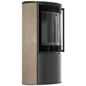 KRATKI PRO PIEC STALOWY BJORN Z OZDOBNĄ CERAMIKĄ AKUMULACYJNĄ KOLOR GOLD SATIN, POKRYWA STALOWA, CZARNY TERMOTEC FI 150 7 KW